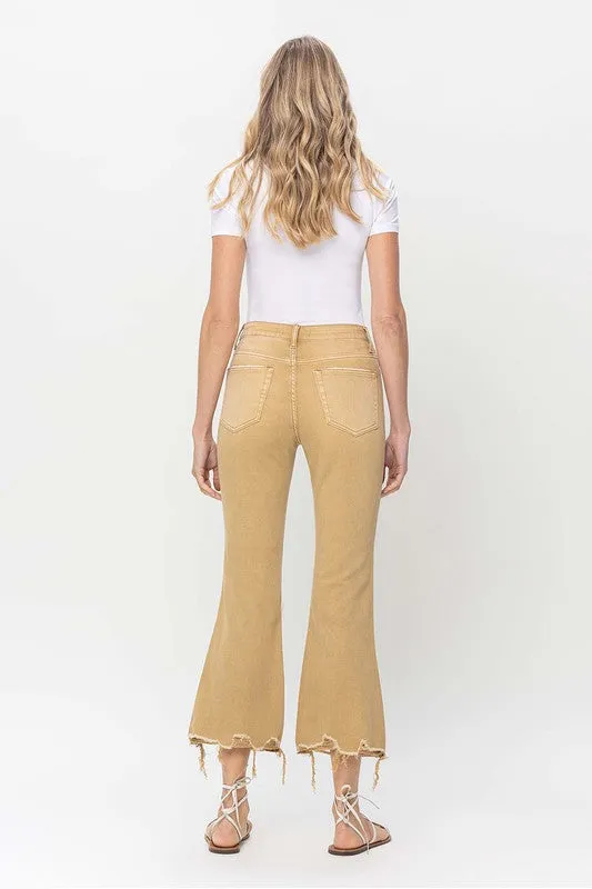 Vintage High Rise Raw Flare Hem Jeans