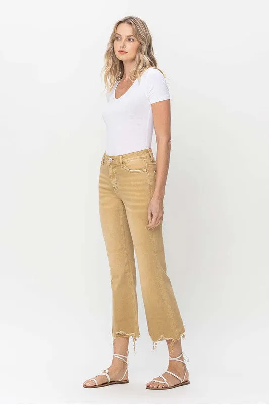 Vintage High Rise Raw Flare Hem Jeans
