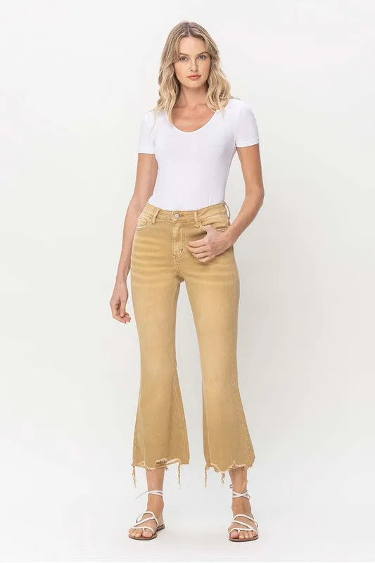 Vintage High Rise Raw Flare Hem Jeans