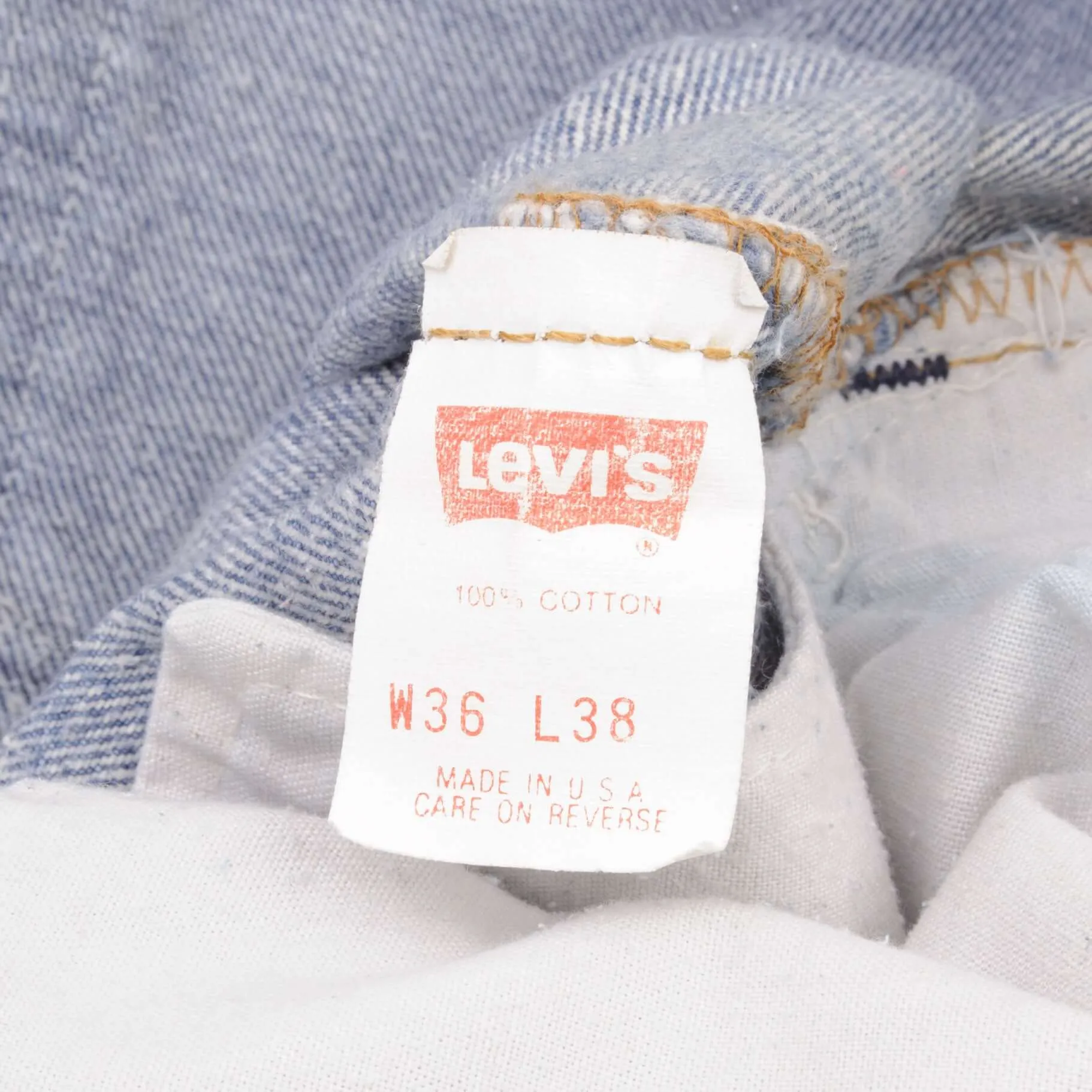 VINTAGE LEVIS 501 JEANS INDIGO 1980S SIZE W36 L35 MADE IN USA