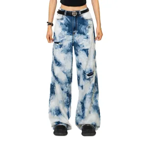 WildWorld Camouflage Loose Jeans Ocean Blue