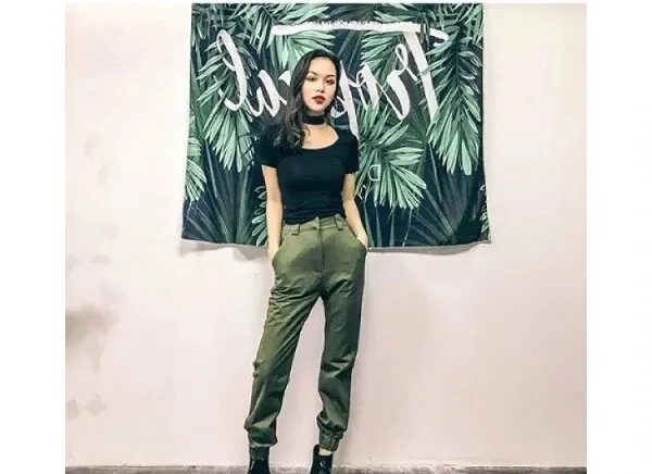 Women's Autumn High-Waist Army Loose Ankle-Length Cargo Pants