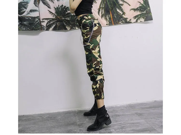 Women's Autumn High-Waist Army Loose Ankle-Length Cargo Pants