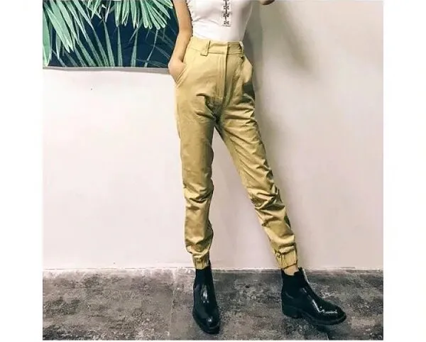 Women's Autumn High-Waist Army Loose Ankle-Length Cargo Pants