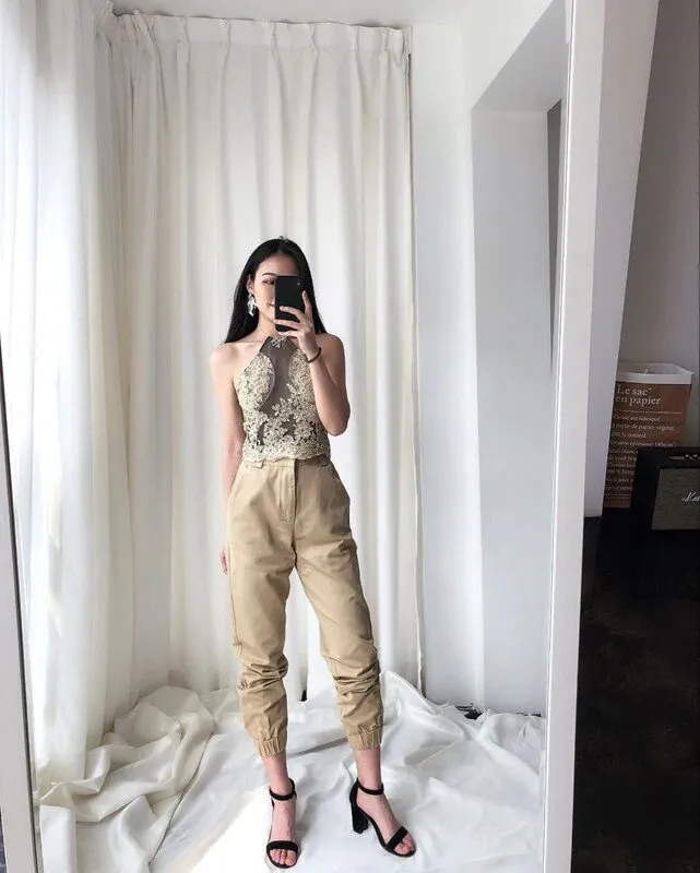 Women's Autumn High-Waist Army Loose Ankle-Length Cargo Pants