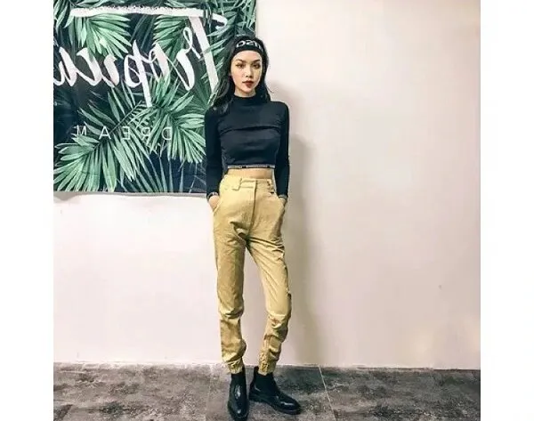 Women's Autumn High-Waist Army Loose Ankle-Length Cargo Pants