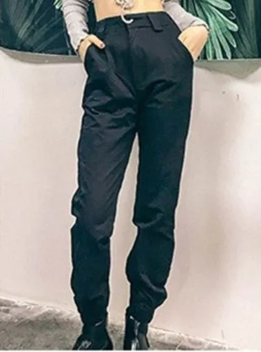 Women's Autumn High-Waist Army Loose Ankle-Length Cargo Pants