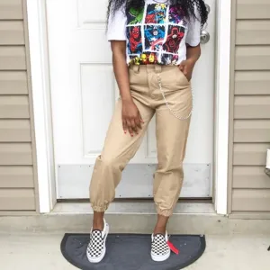 Women's Autumn High-Waist Army Loose Ankle-Length Cargo Pants