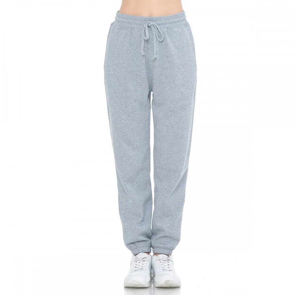 Women's Basic Elastic Waist Cuffed Ankle Fleece Jogger pants