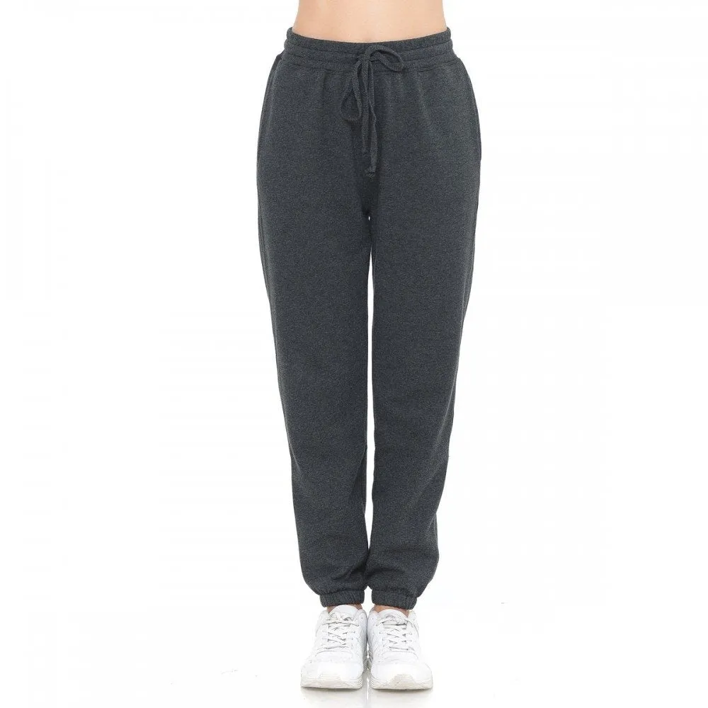 Women's Basic Elastic Waist Cuffed Ankle Fleece Jogger pants