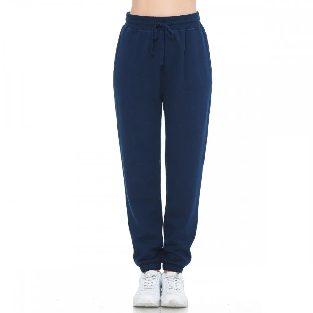 Women's Basic Elastic Waist Cuffed Ankle Fleece Jogger pants