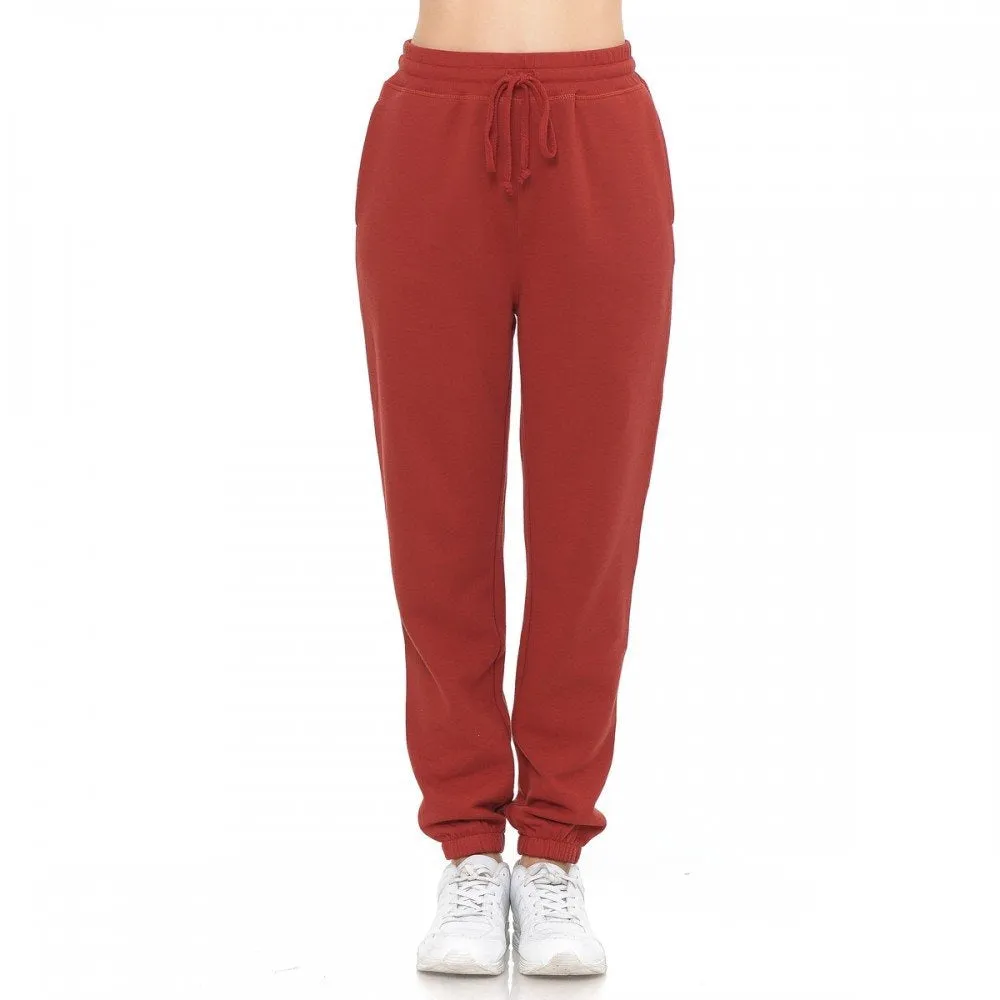 Women's Basic Elastic Waist Cuffed Ankle Fleece Jogger pants