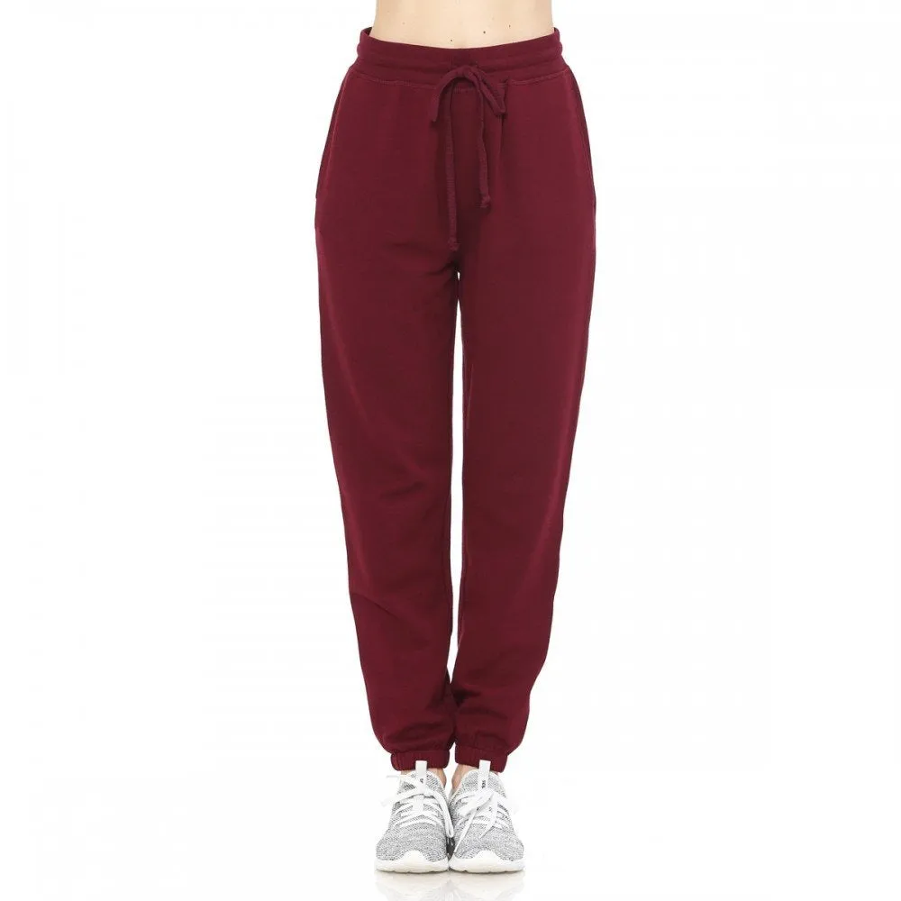 Women's Basic Elastic Waist Cuffed Ankle Fleece Jogger pants