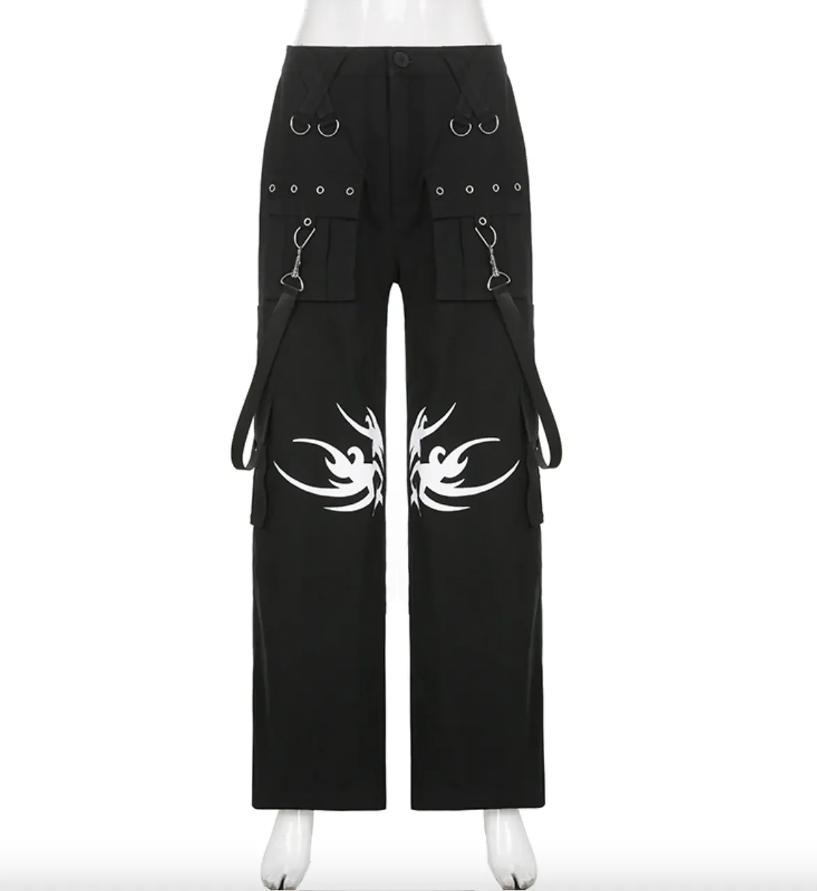 Women's Spring/Autumn Gothic Bandage Wide Leg Casual Pants