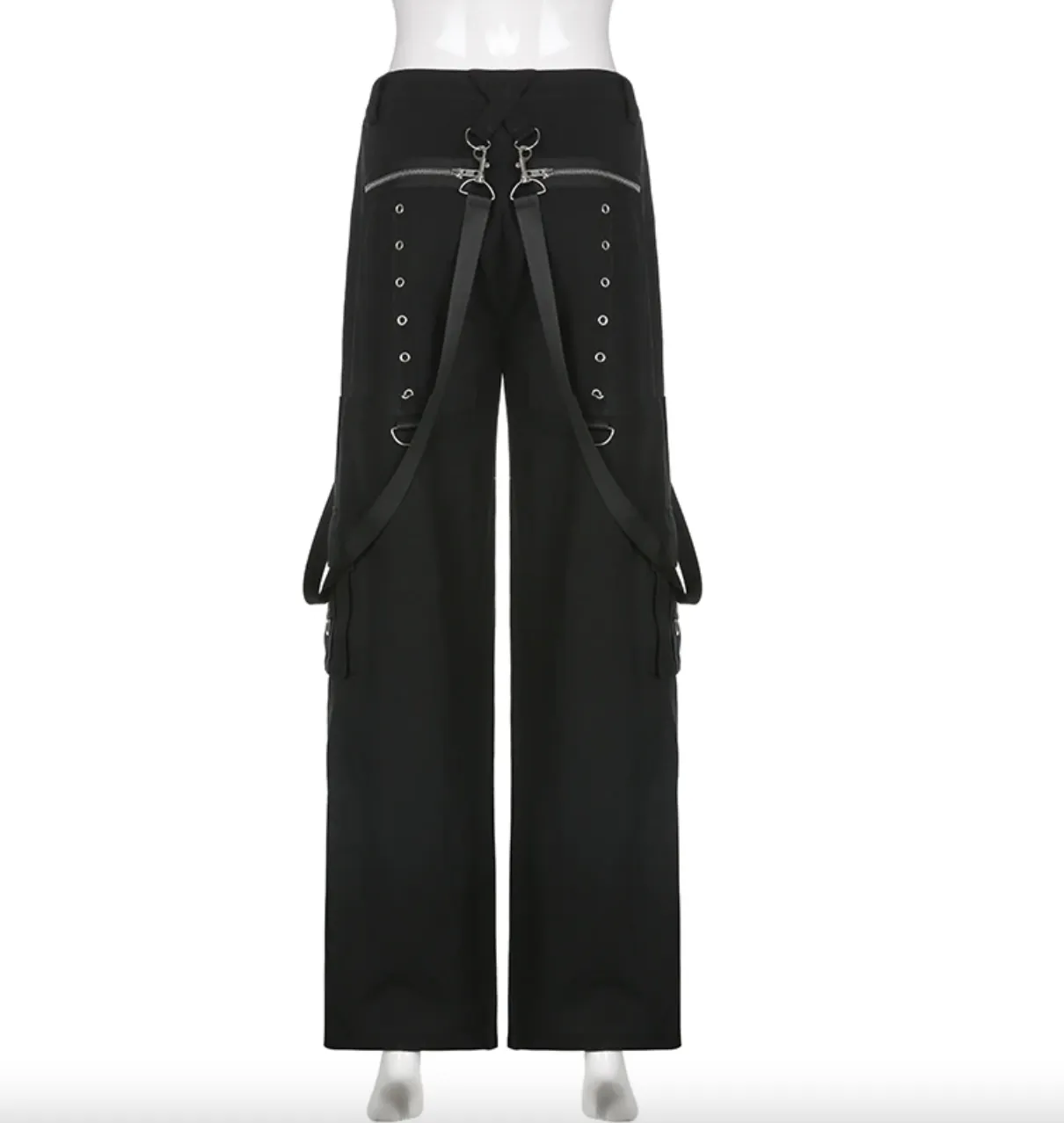 Women's Spring/Autumn Gothic Bandage Wide Leg Casual Pants